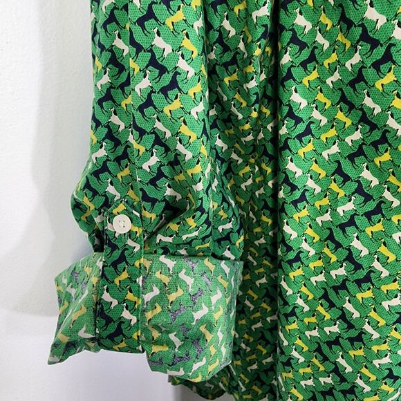 Talbots Shirt Size 14 Button Up Roll Tab Long Sleeves Equestrian Horse Green - Picture 8 of 10